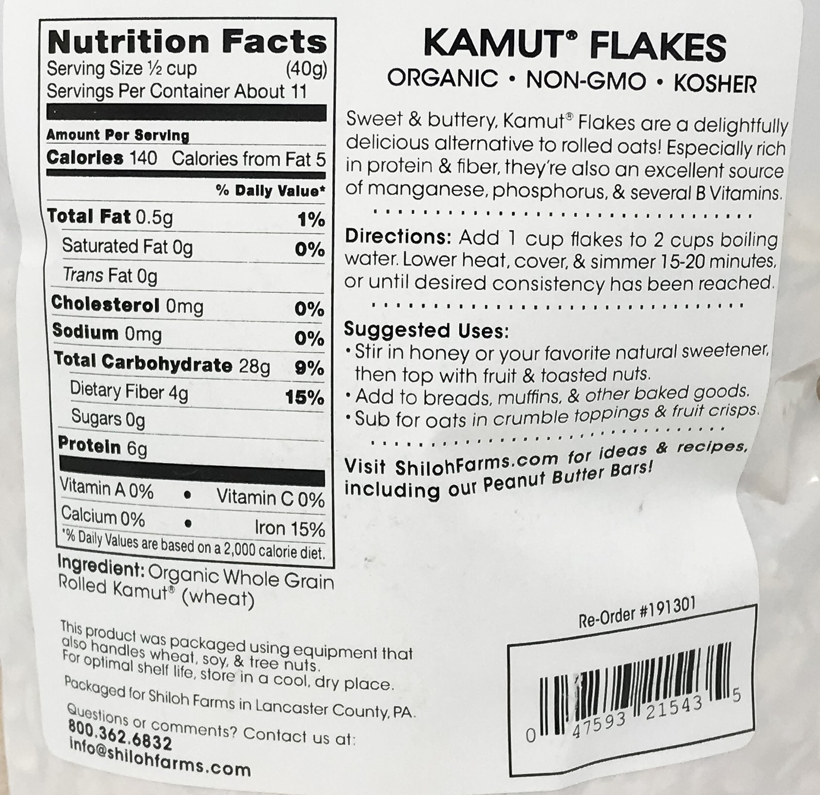 Shiloh Farms kamut flakes porridge served in bowl for hearty breakfast