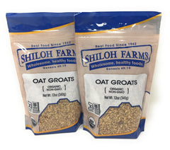 Shiloh Farms groats next to measuring cup showing portion size and yield