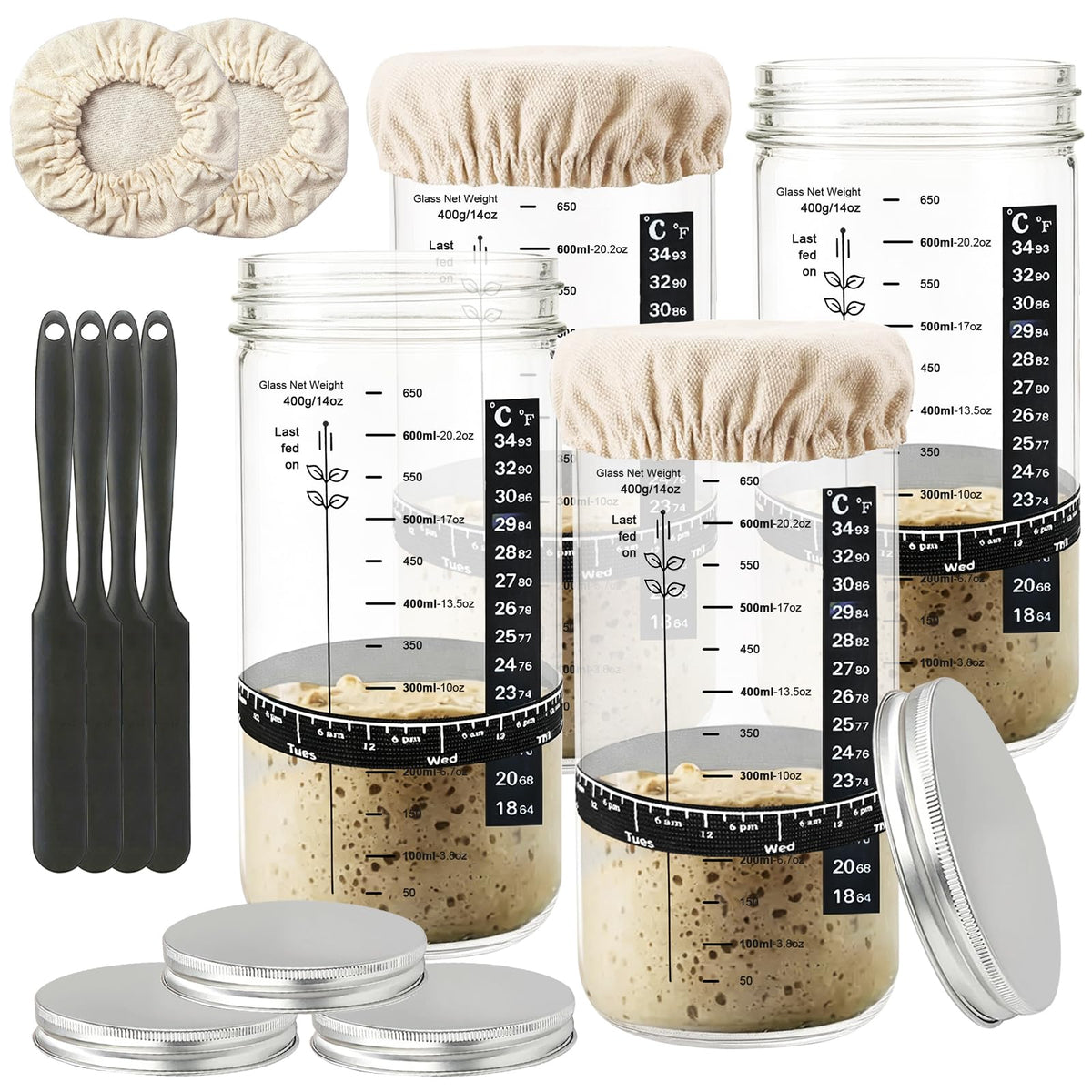 SHIMYUE front view of 4-pack jar set showing full kit benefits