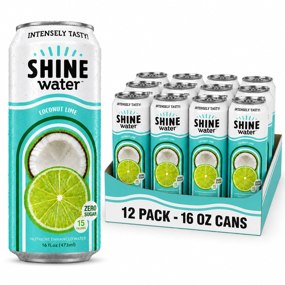 ShineWater coconut lime front can showing branding and flavor for clear hydration