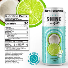ShineWater coconut lime side label detail highlighting nutrient facts and ingredients