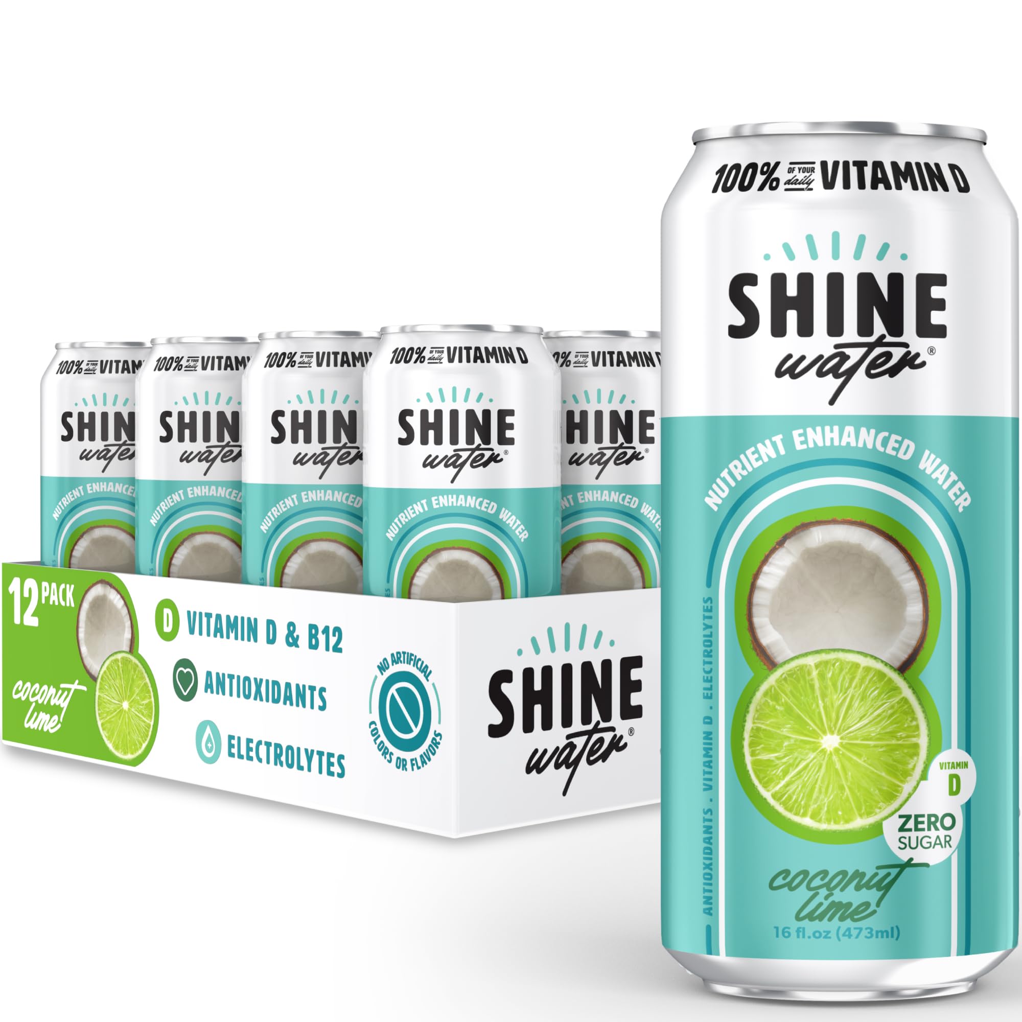 ShineWater coconut lime in a beach cooler lifestyle scene for on-the-go hydration