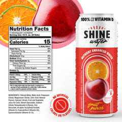 ShineWater single Fruit Punch can front label emphasizing vitamin D and electrolytes