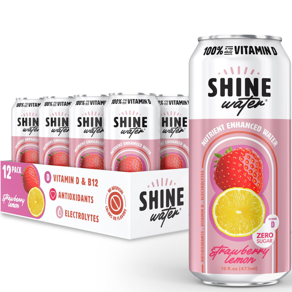 ShineWater can in a gym bag illustrating portable electrolyte and vitamin support