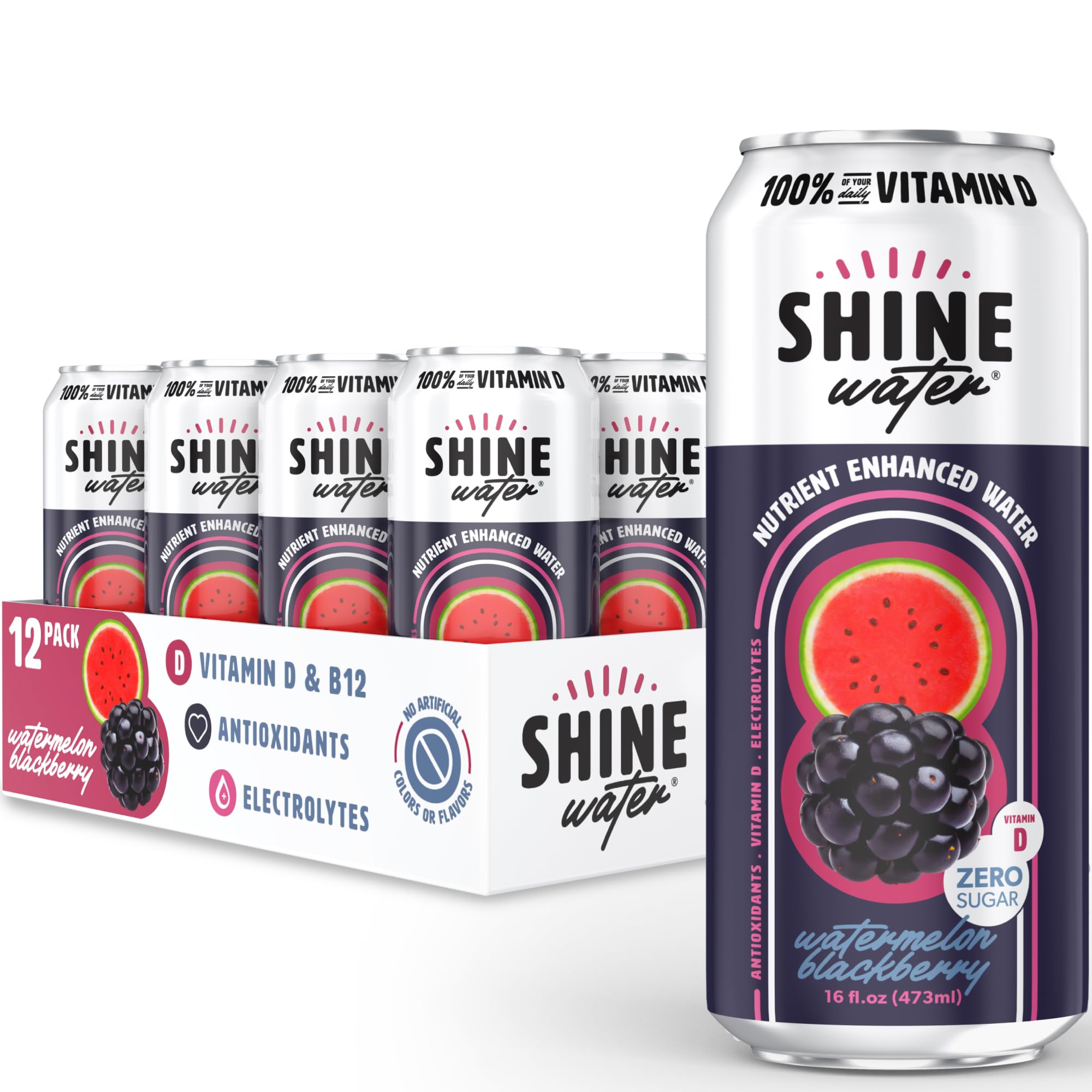 ShineWater can served with ice showing refreshing, low-calorie hydration