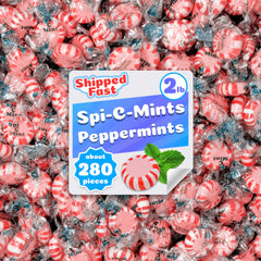 Shippedfast Spi-C-Mints front packaging showing 2 lb bag and labeling benefit freshness