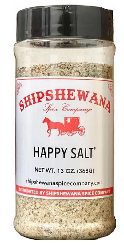 Shipshewana Spice Company Happy Salt front bottle showing size and packaging benefit