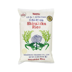 Shirakiku front packaging 15 lb bag showing brand and size, convenient bulk supply