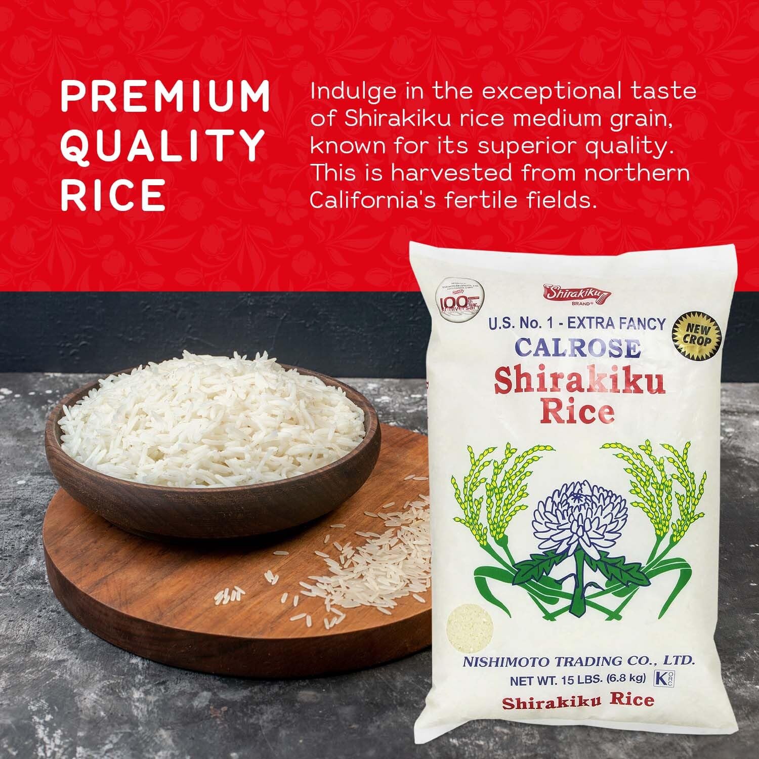 Shirakiku rice used in sushi preparation showing grain cohesion for shaping