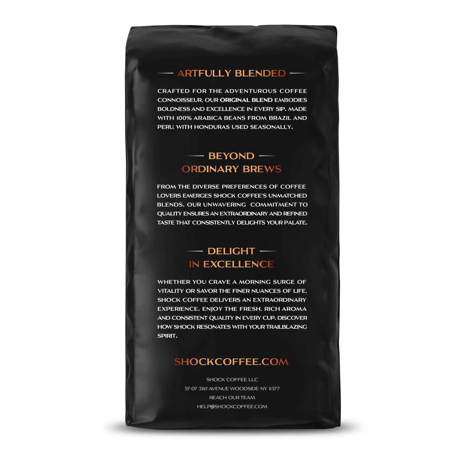 Close-up of Shock coffee grounds texture highlighting rich Arabica roast and aroma