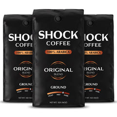 Shock front packaging 3 lb bag showing bold branding and energy