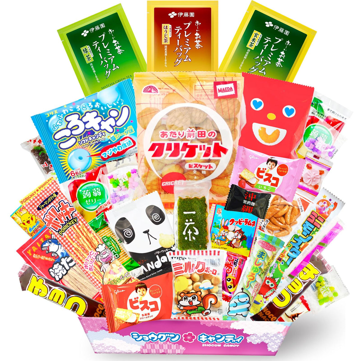 SHOGUN CANDY front packaging showing colorful gift-ready box with variety