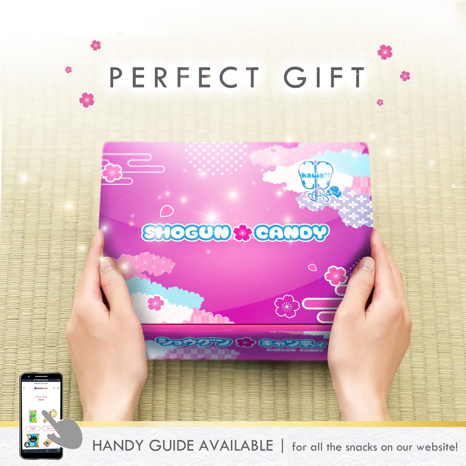 SHOGUN CANDY snacks on a table shared among friends showing festive use