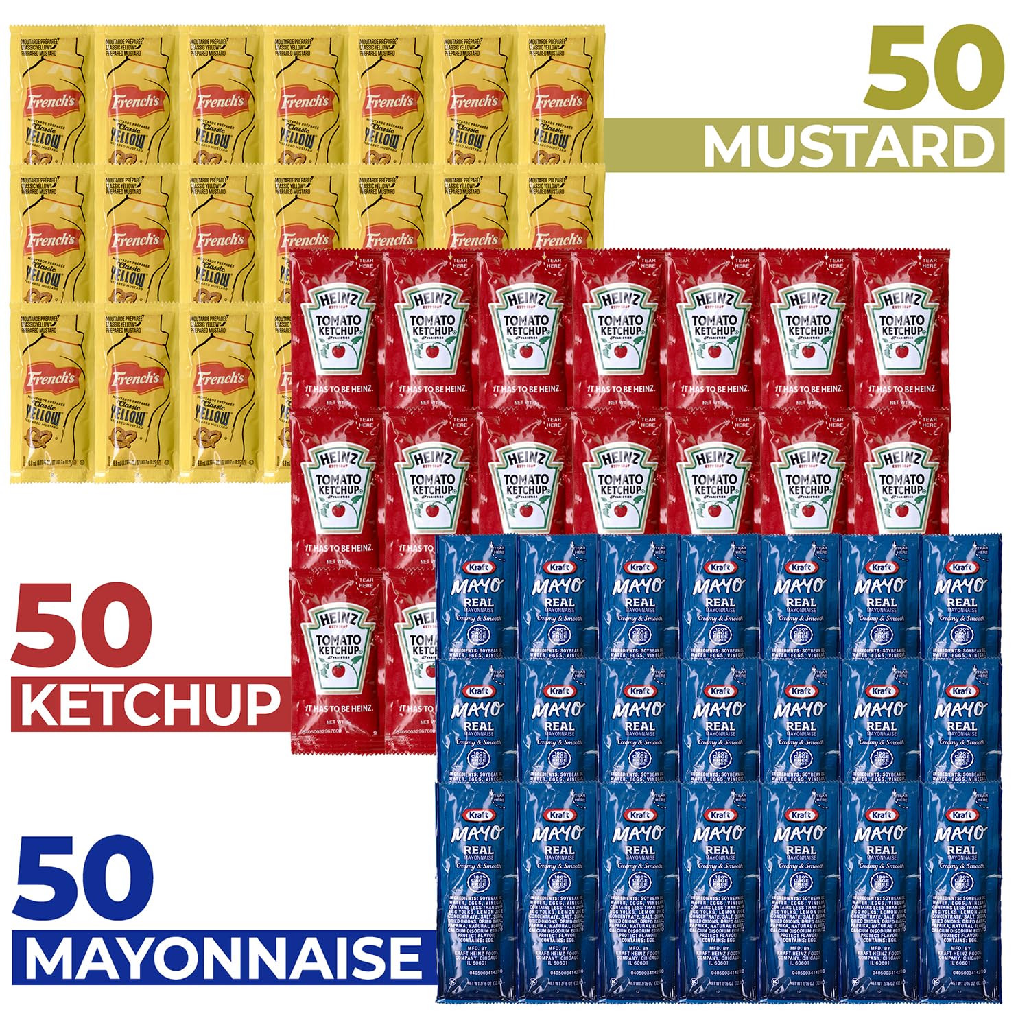 Shop Square Heinz ketchup packet close-up showing easy tear and instant flavor