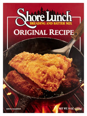 Shore Lunch box front showing recipe name and packaging for quick identification and convenience