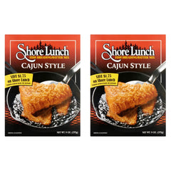 Shore Lunch front packaging showing Cajun mix and 9 oz box for quick use