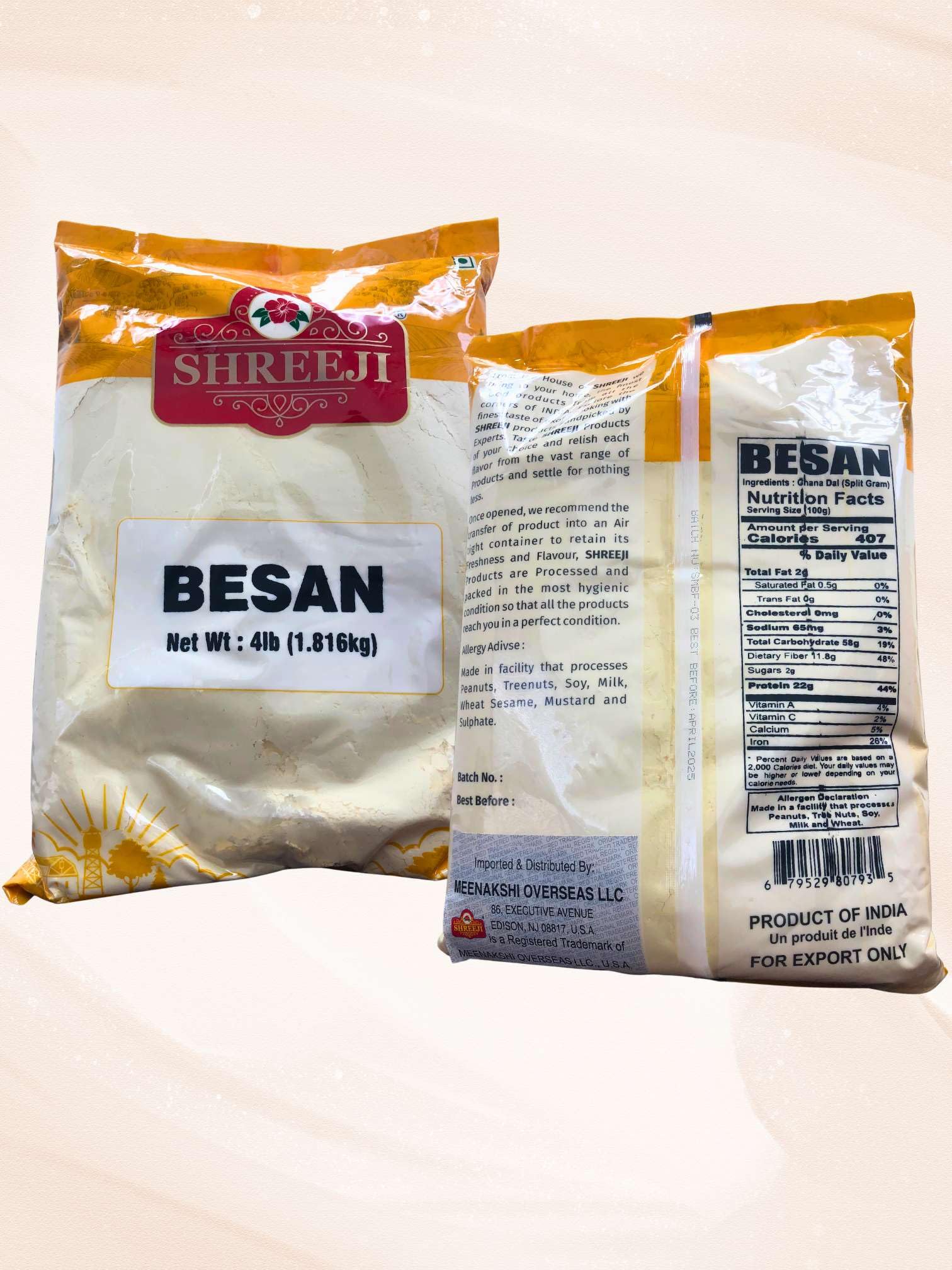 SHREEJI besan measured on scale showing quantity and portion control
