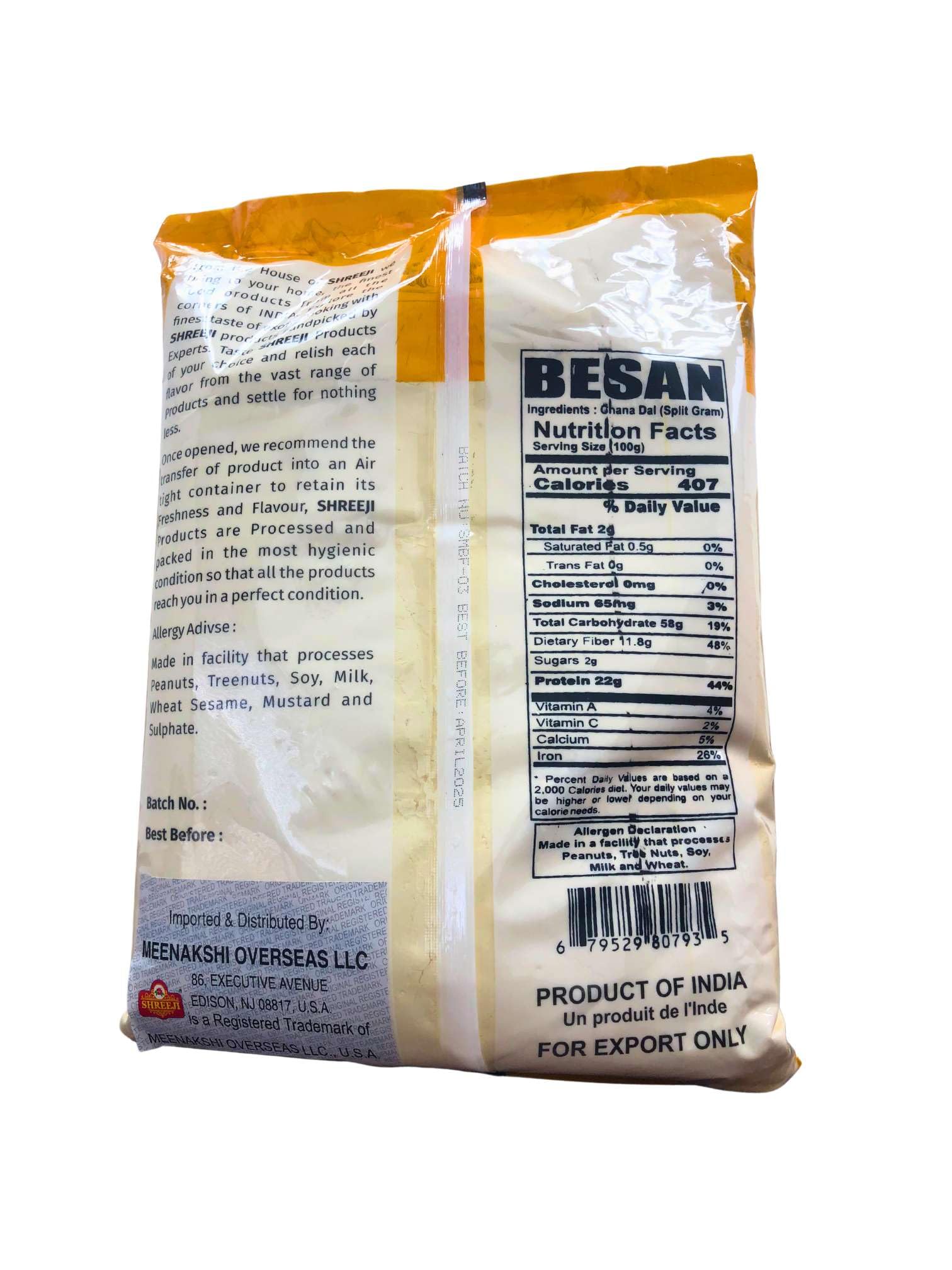 SHREEJI close-up of fine besan texture highlighting smooth grind