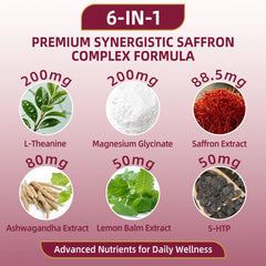 Shumol ingredient label detail showing saffron and complementary nutrients