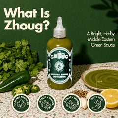 SHUUG fresh cilantro garlic and chilies flatlay showing natural ingredients
