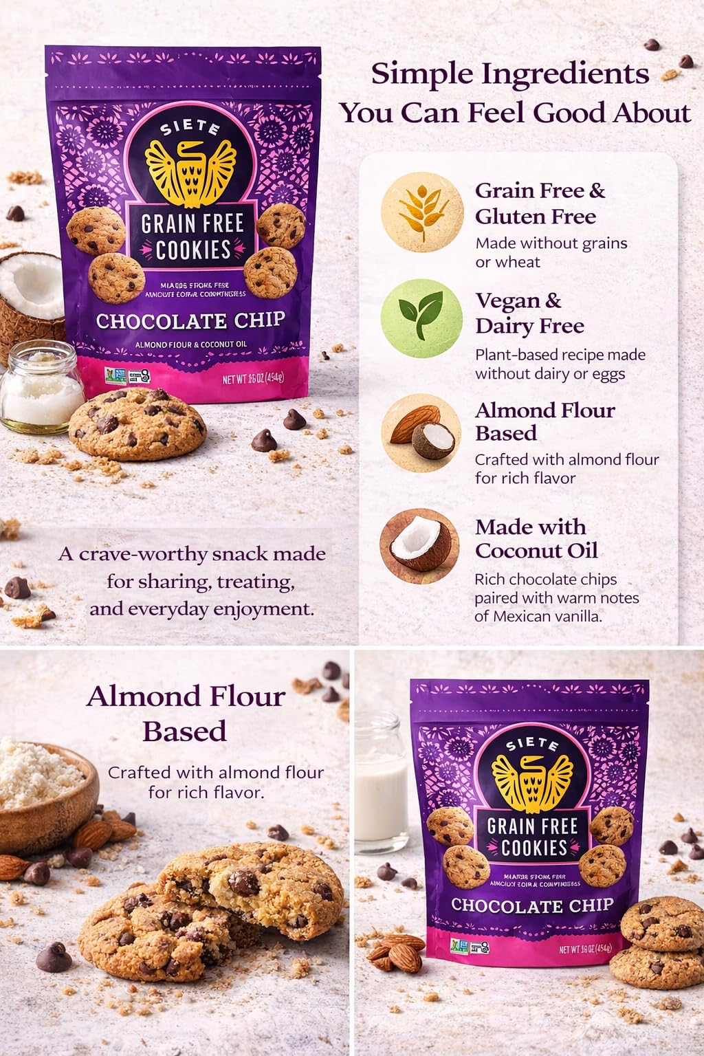 Siete cookie held in hand to show size and portion control benefit