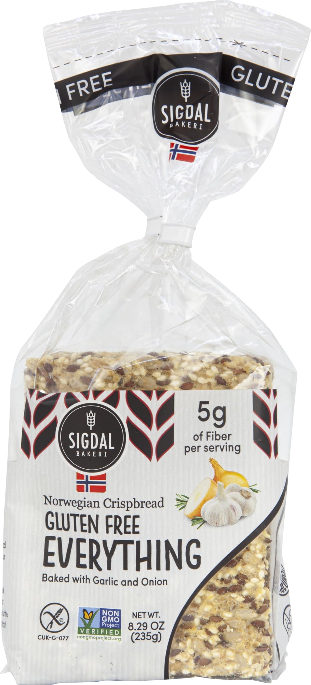Sigdal front packaging showing everything crispbread and nutrition benefits