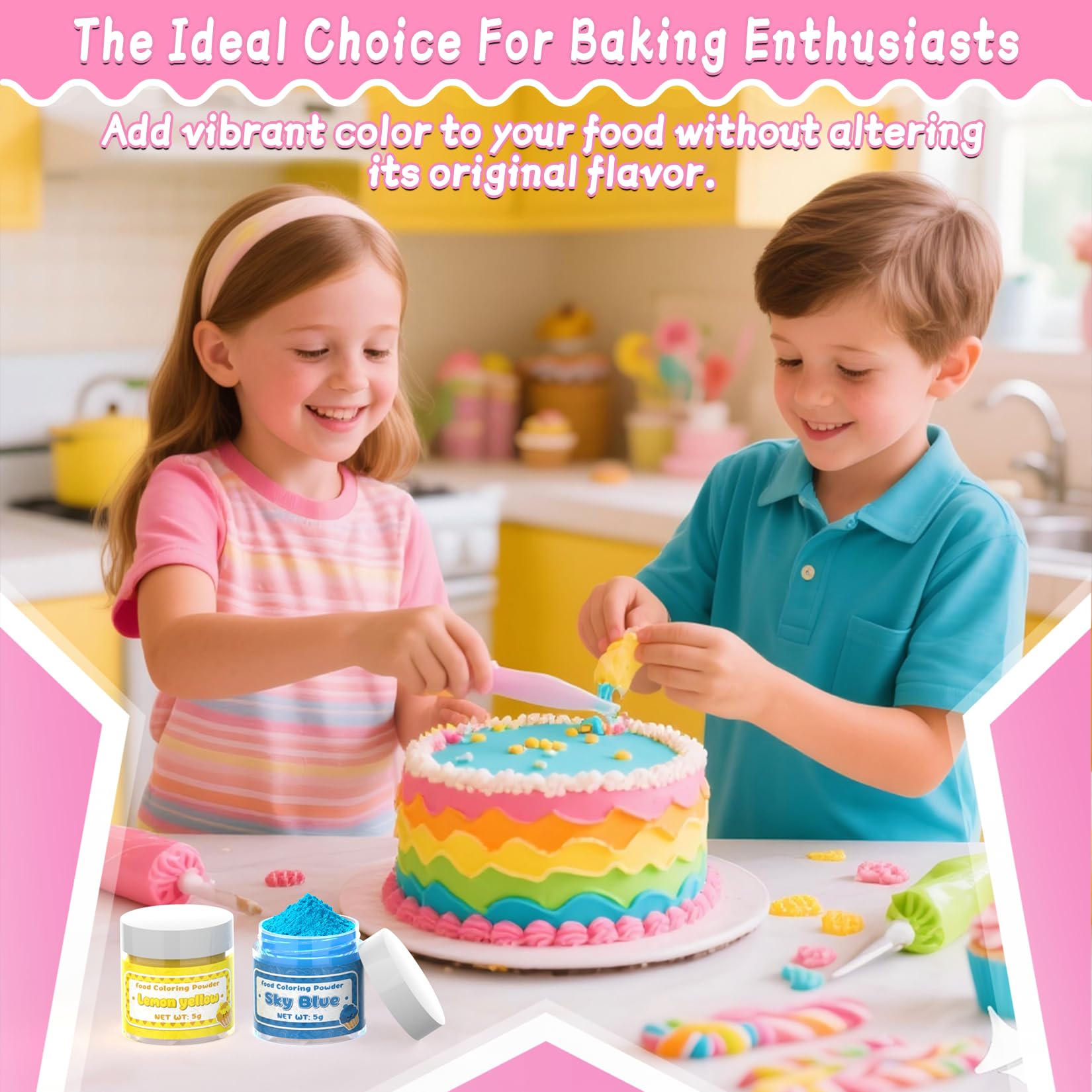 SigWong kitchen lifestyle with colored cupcakes showing professional-looking finished treats