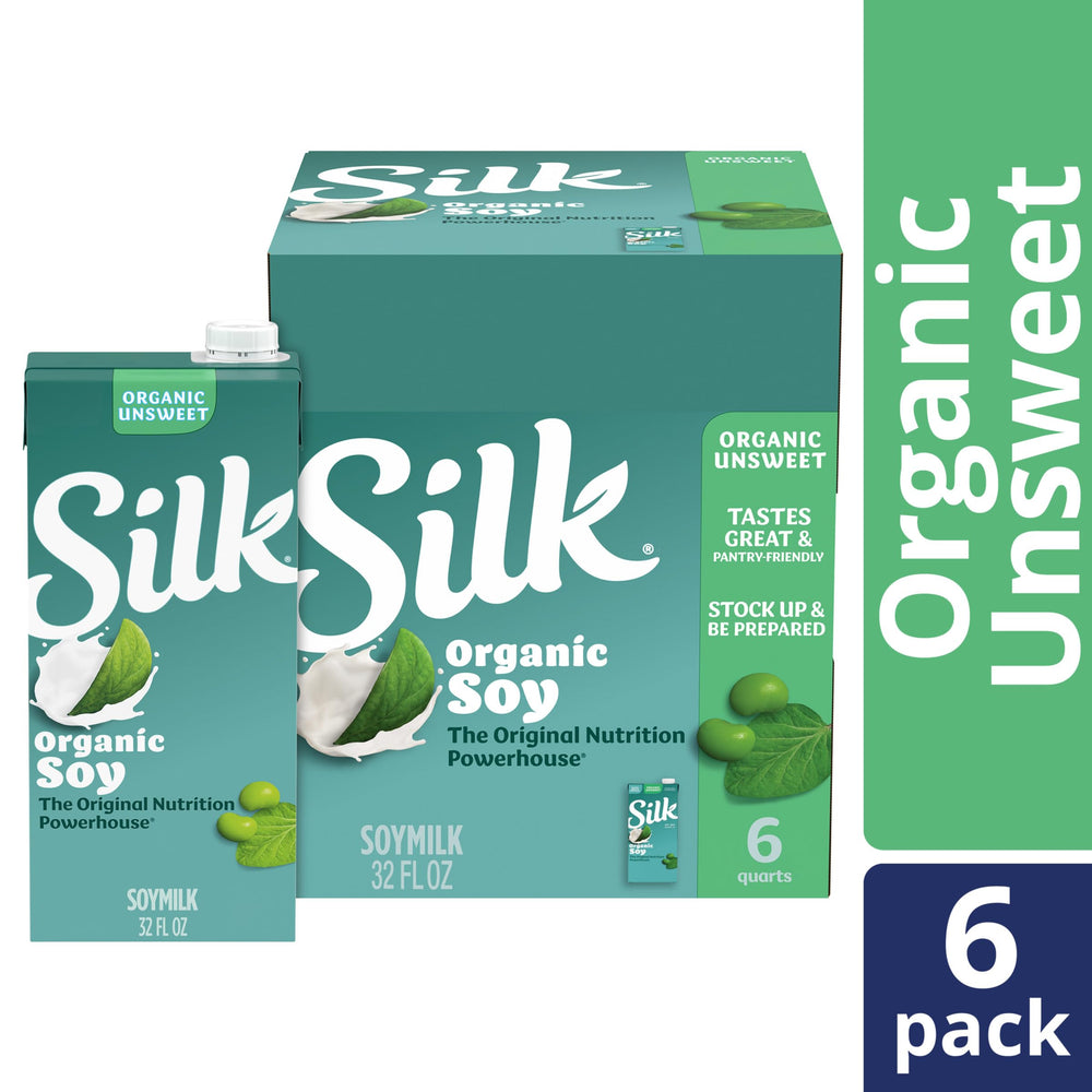 Silk nutrition label close-up highlighting protein and zero added sugar benefits