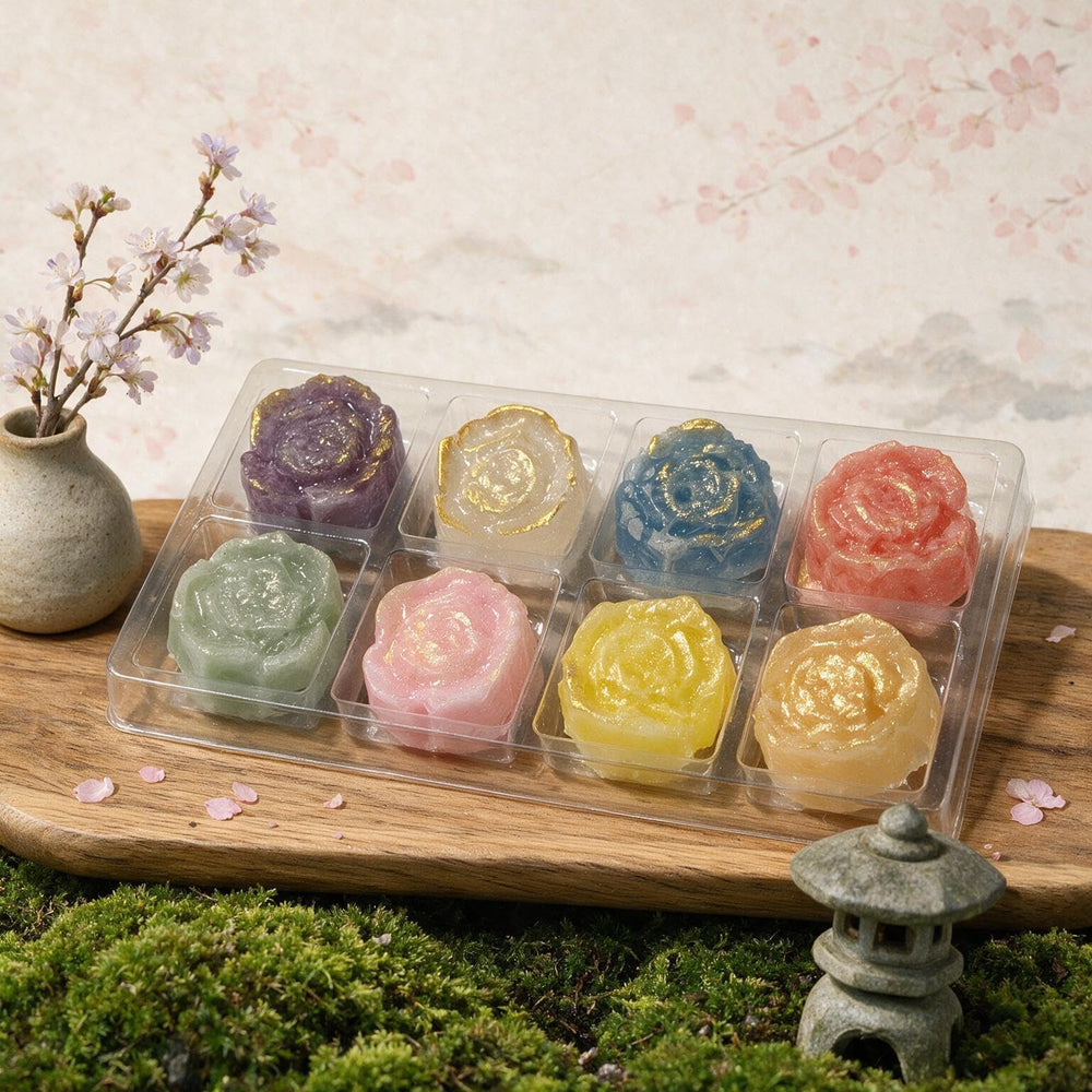 Silk Spin Sugars front packaging shows eight rose candies and gifting appeal
