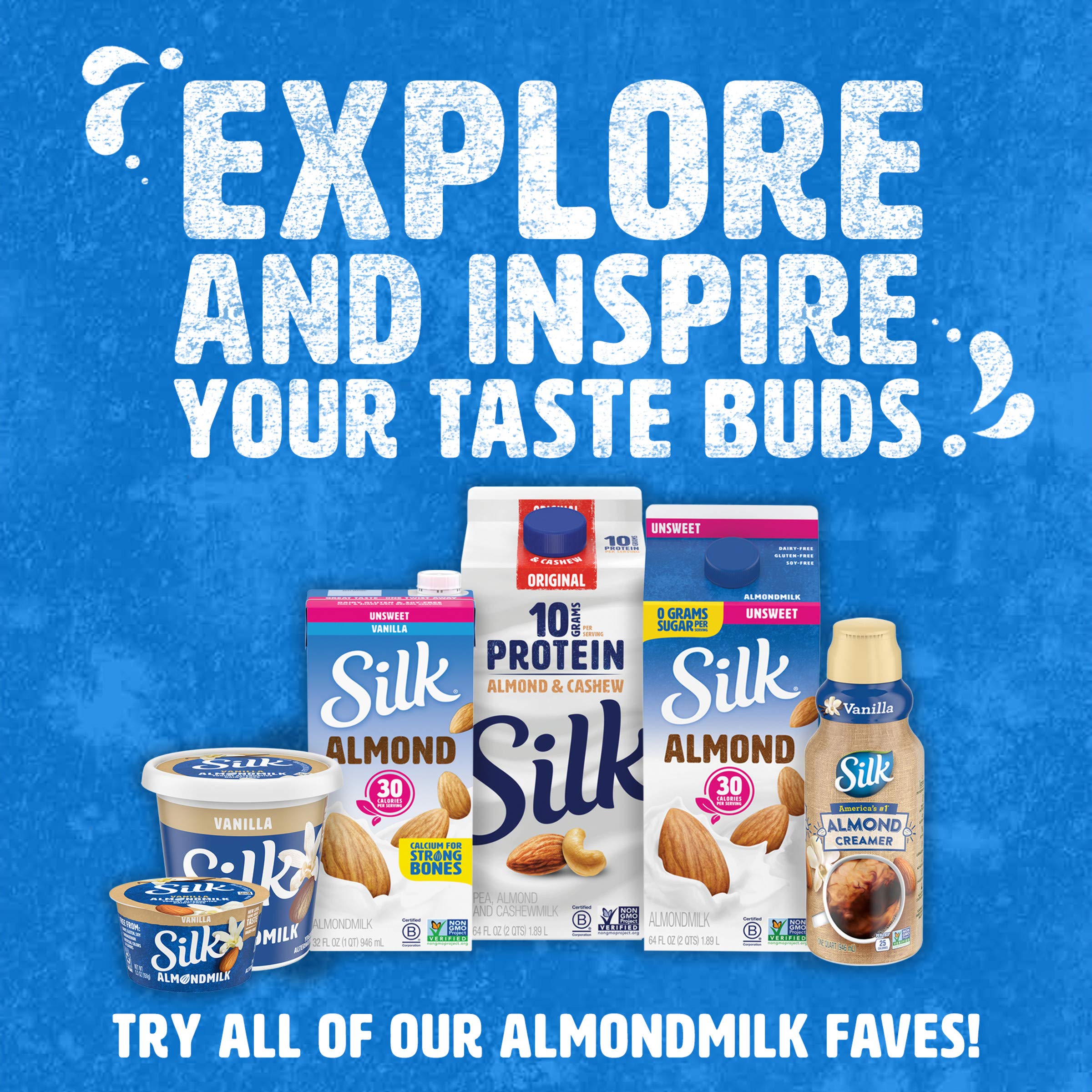 Silk nutrition label and ingredients display with calcium and vitamin E info