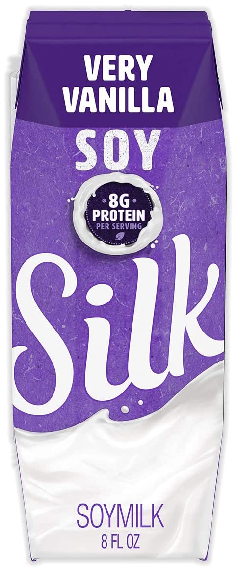 Silk very vanilla front packaging showing 18-pack convenience and shelf-stable benefit