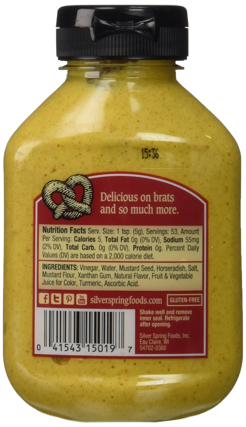 Silver Springs mustard spread on brat with bun highlighting rich flavor and perfect condiment pairing