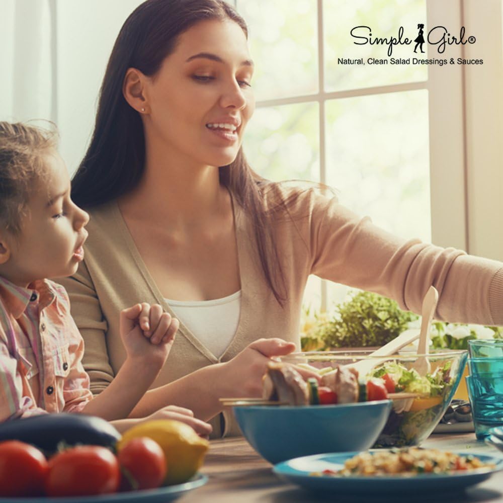 Simple Girl bottle next to measuring cup showing serving size and calorie-conscious benefit