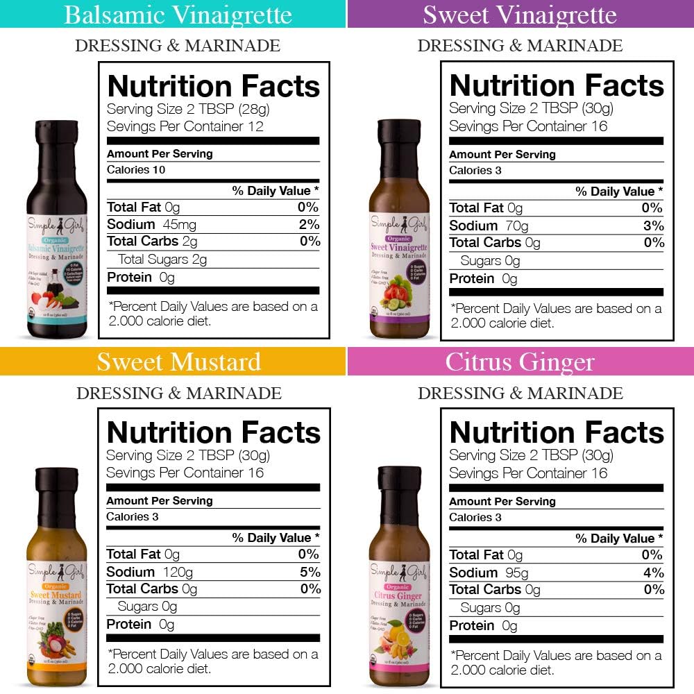 Simple Girl label close-up highlighting organic and sugar-free claims