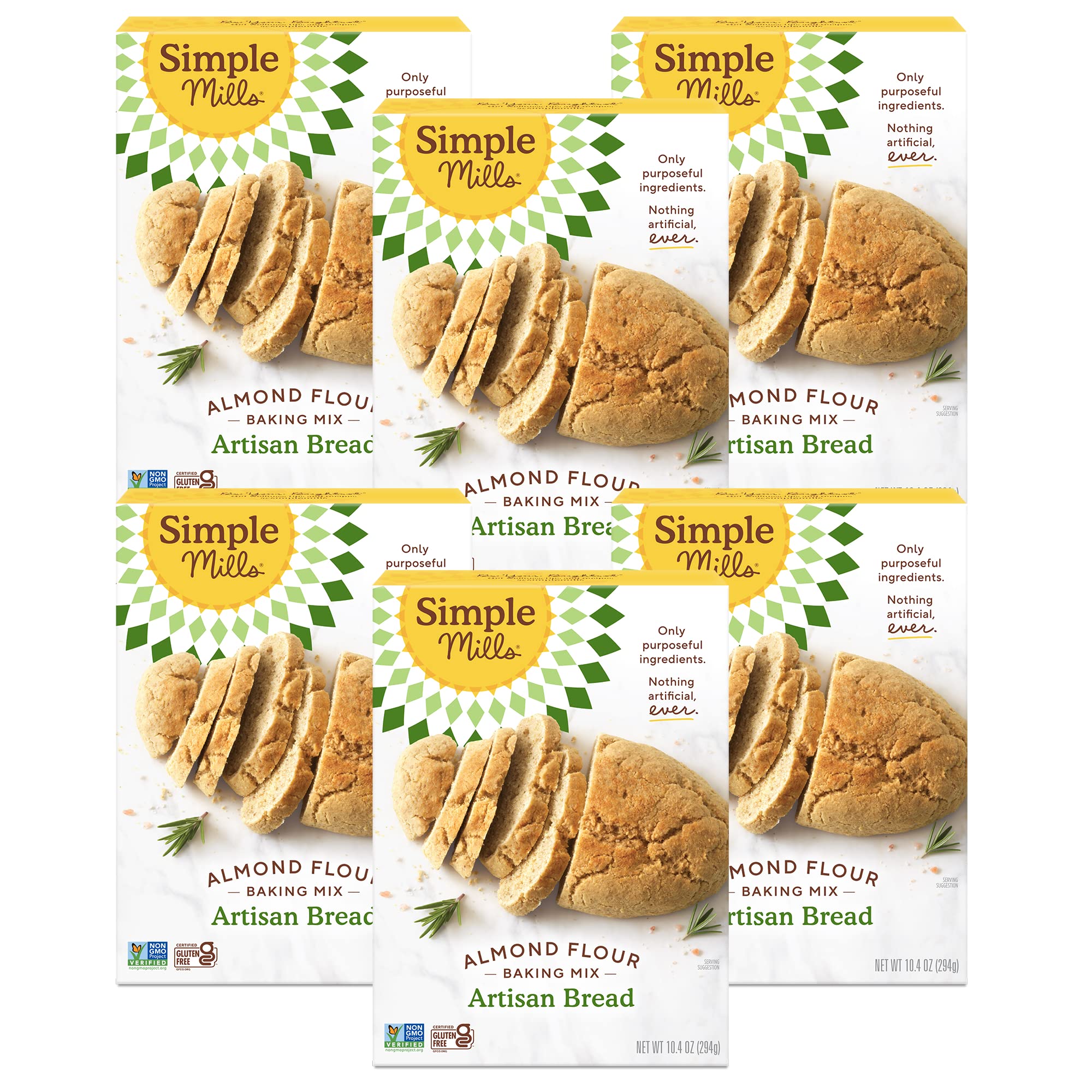 Simple Mills front packaging showing artisan bread mix and clean ingredients benefit
