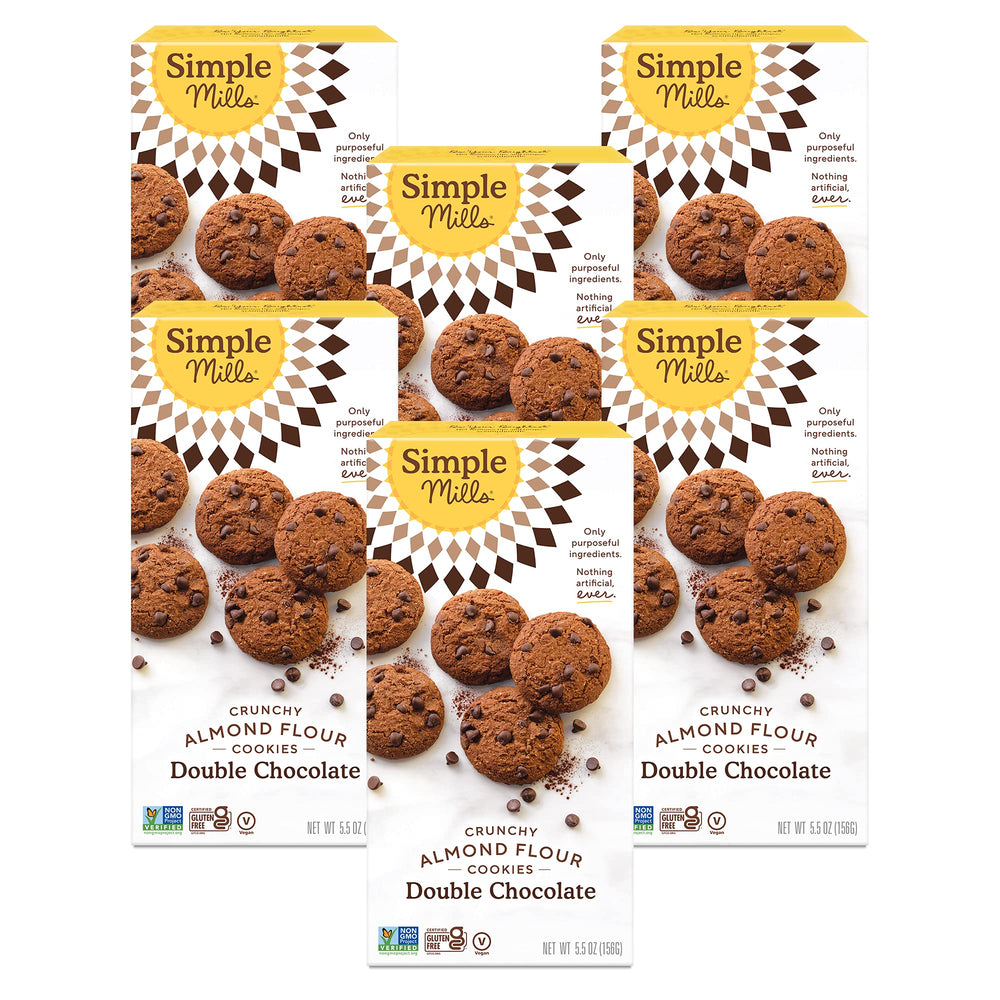 Simple Mills front packaging showing double chocolate cookies and benefits