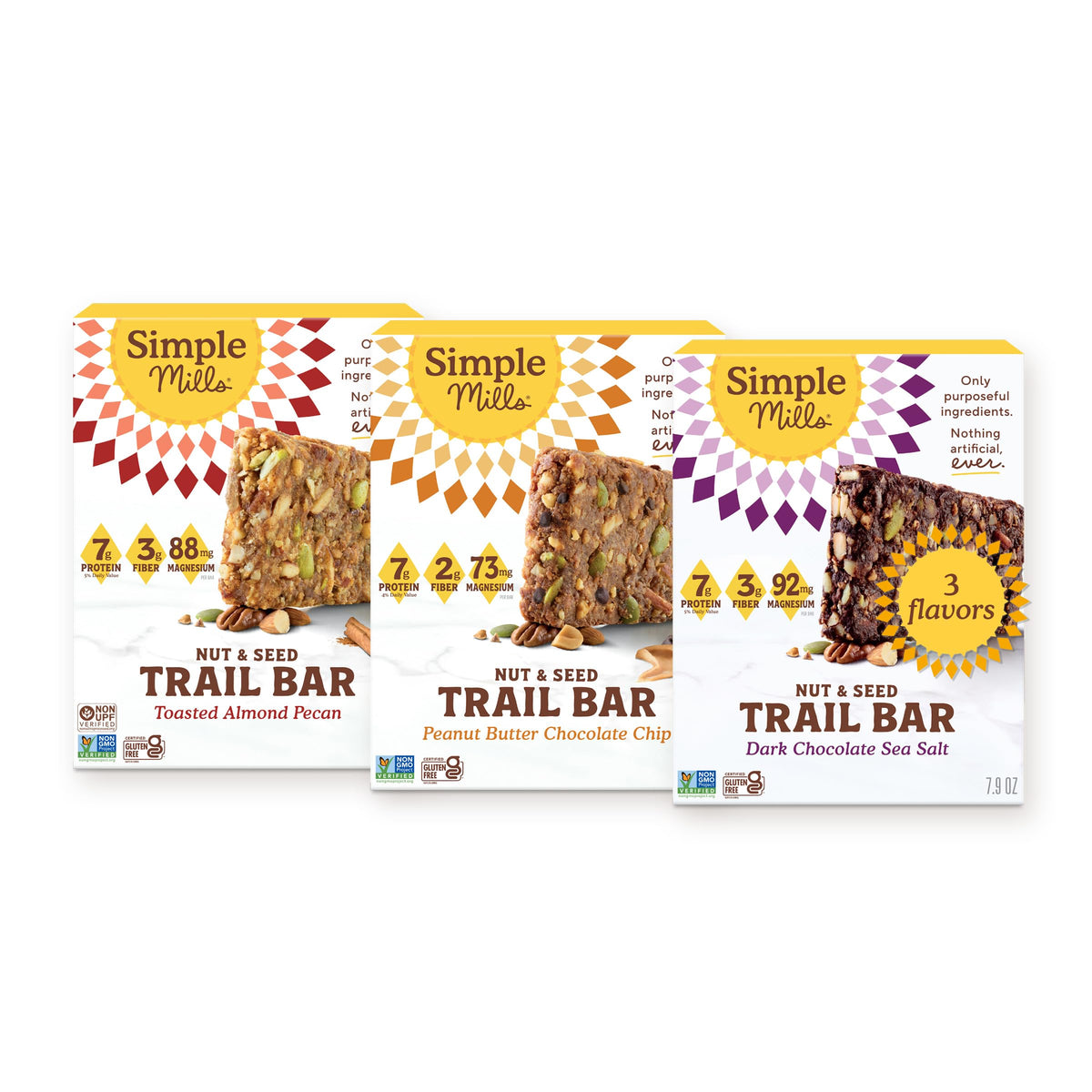 Simple Mills front packaging showing variety pack and on-the-go convenience