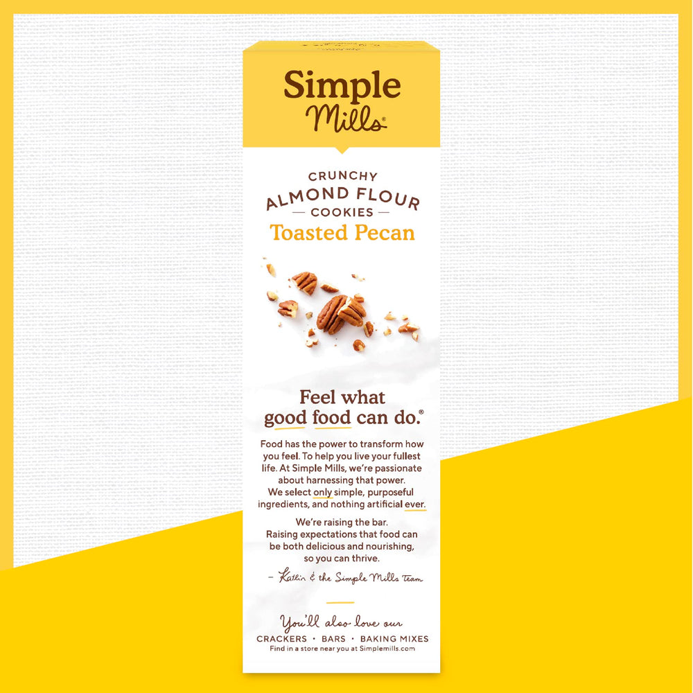 Simple Mills ingredient label highlighting almond flour and pecans for transparent sourcing benefit