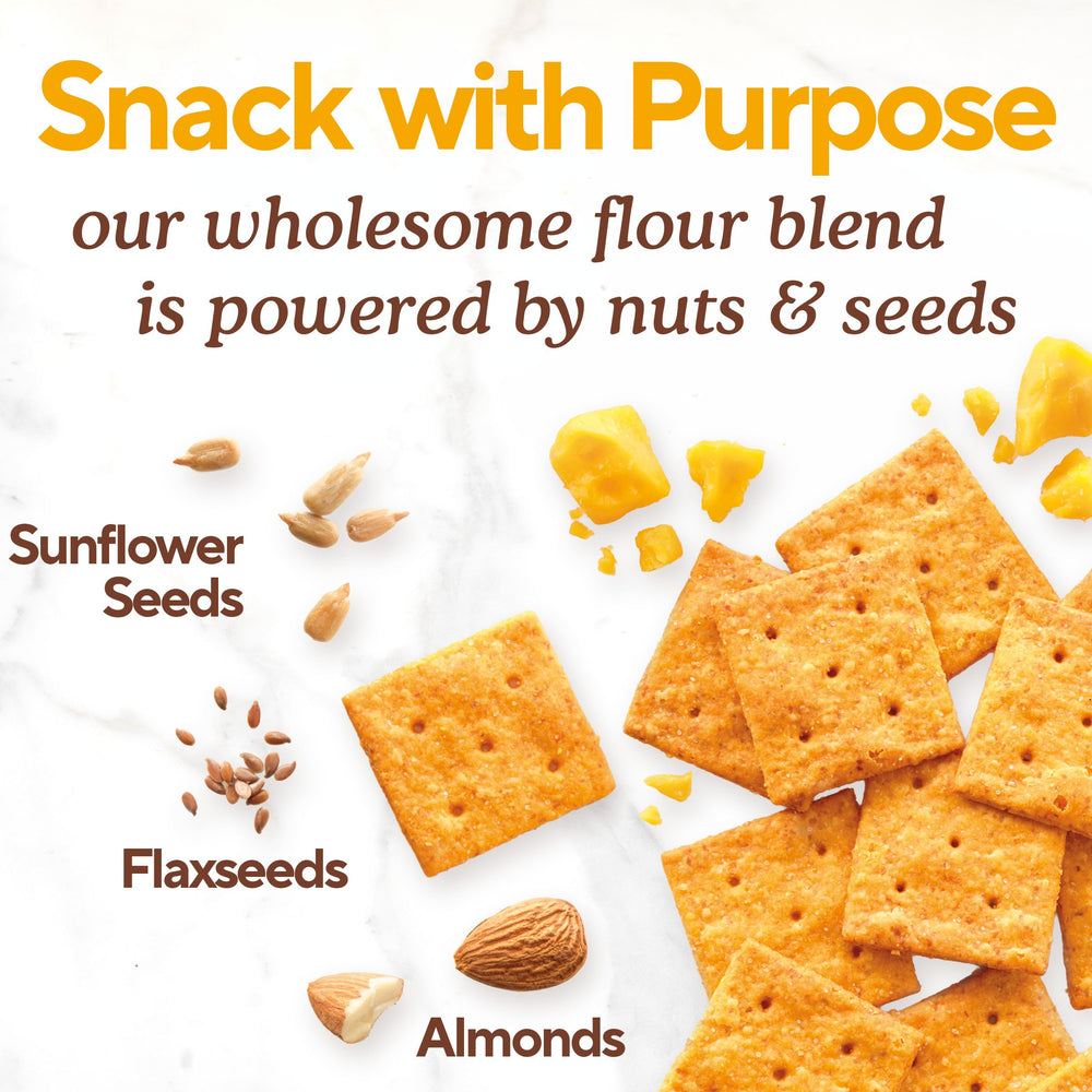 Simple Mills almonds and seeds ingredients display highlighting wholesome benefit