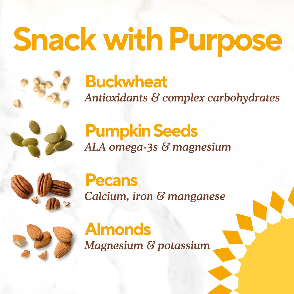 Simple Mills ingredient spread with nuts seeds and buckwheat illustrating clean ingredients