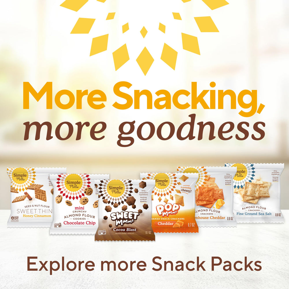 Simple Mills snack pack next to common items showing size and portion benefit