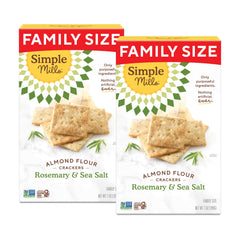 Simple Mills front packaging showing rosemary and sea salt, highlights clean ingredients and family size