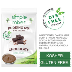 Simple Mixes open carton revealing fine chocolate powder, easy to measure