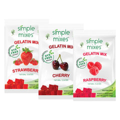 Simple Mixes front packaging showing three red-flavored boxes and clear benefits