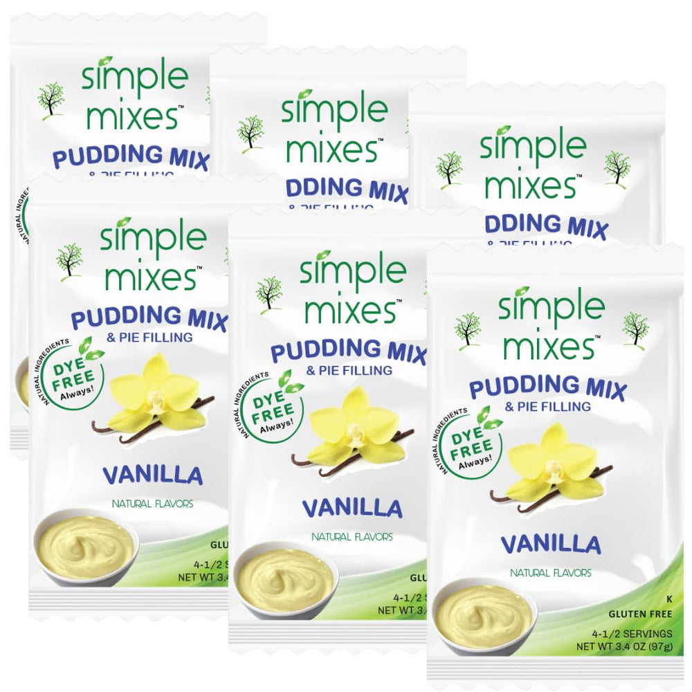 Simple Mixes front package view showing natural dye-free vanilla mix and convenience