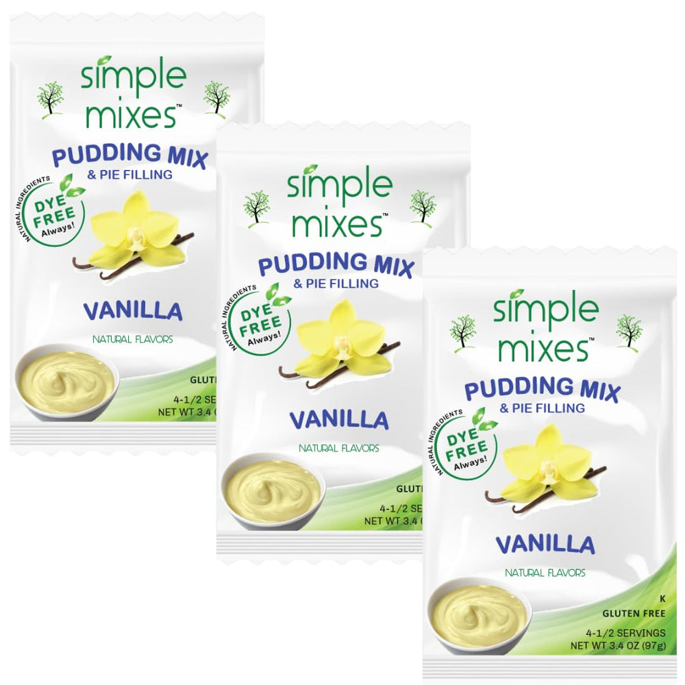 Simple Mixes front packaging showing three cartons and a quick dessert solution