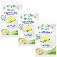 Simple Mixes front packaging showing three cartons and a quick dessert solution