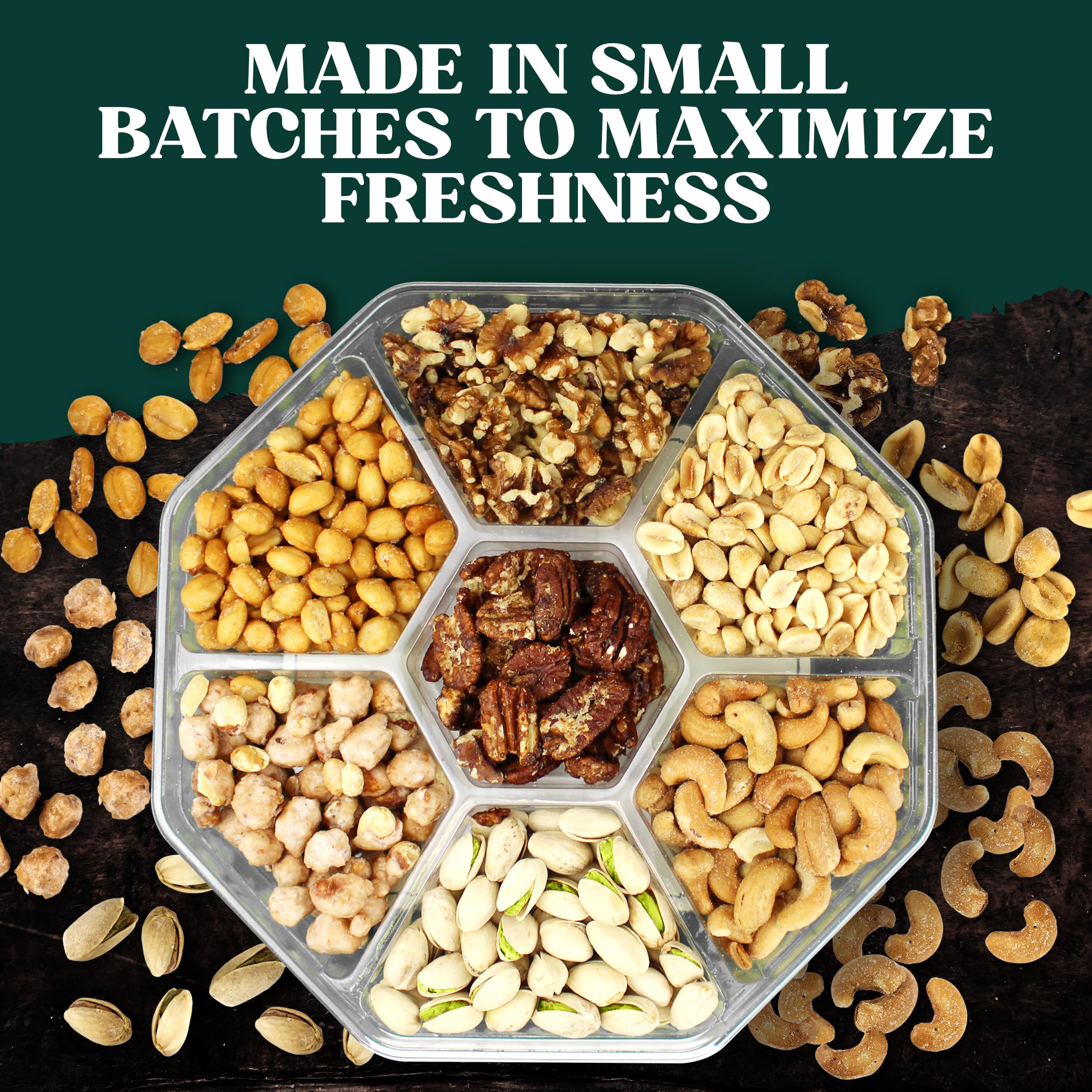 Simple Orchards nuts served on charcuterie board complementing cheeses and fruit