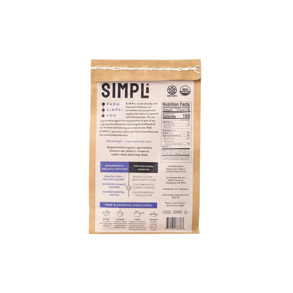 SIMPLi close-up of black lentil texture highlighting uniform grains and color