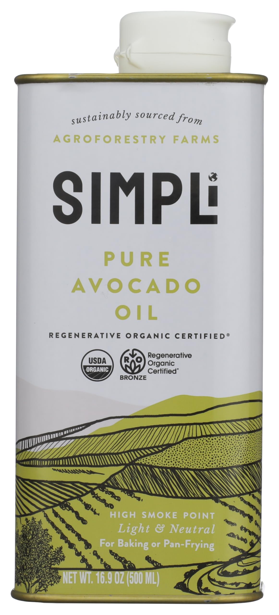 SIMPLi bottle front label showing oil and clean ingredients benefit